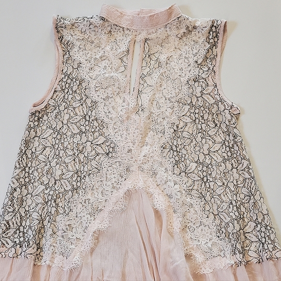 🌸 Free People Tell Tale Heart Lace Pink Black Tunic Dress, XS - Picture 8 of 8